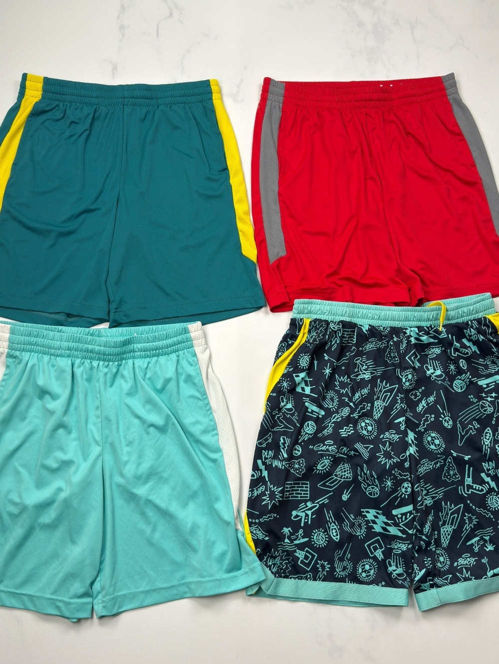 Tek Gear Athletic Shorts 4-Pack Colorblock Print - Boys XL Husky Lot of 4